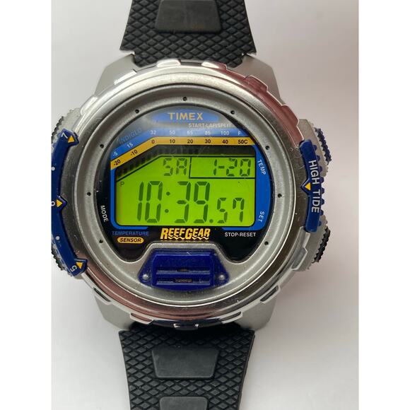 VTG Timex Reef Gear Men's Digital Watch 747 L5 High Tide - New Battery  New Band - Picture 2 of 7